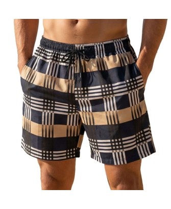 Maillot de Bain Homme, Short de bain et de Plage avec Slip en Filet à Carreaux  – Séchage Rapide – Tailles: M à 2XL