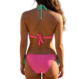 Bikini Femme avec armatures et  Push-Up Rose avec attaches Turquoise