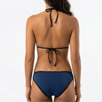 Maillot de Bain  Femme Triangle Push Up Sans Armature  - Culotte Bleu