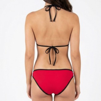 Maillot de Bain  Femme Triangle Push Up Sans Armature  - Culotte Rouge
