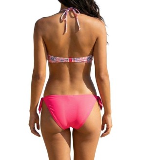 Bikini Femme Bandeau Fleuri rose Push-Up Sans Armature