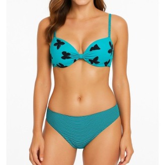 Maillot de Bain Femme Push-Up avec armature  Papillon strass Bleu