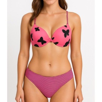 Maillot de Bain Femme Push-Up avec armature  Papillon strass Rose