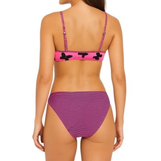 Maillot de Bain Femme Push-Up avec armature  Papillon strass Rose
