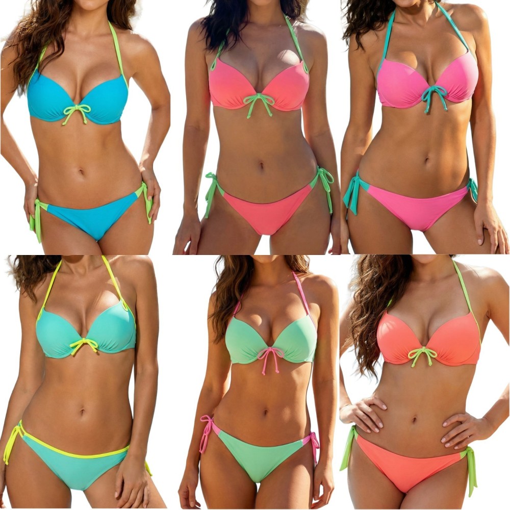 Bikini Femme Push-Up Armatures Rigides Push-up  XS à M  Maillot Bain Sexy