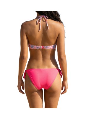 Bikini Femme Bandeau Fleuri Push-Up Sans Armature Mousse XS, S et L/XL