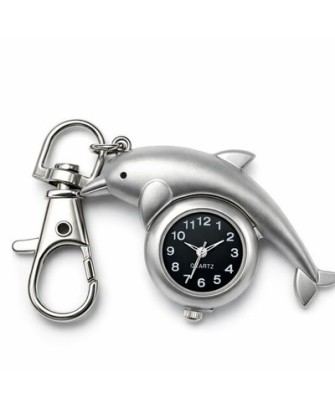 Porte-clés Montre Dauphin Argenté Quartz Mousqueton Solide Idée Cadeau