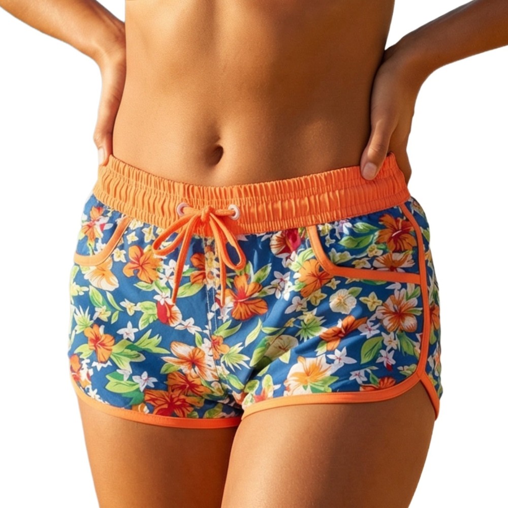 Short de Plage Femme Imprimé Tropical  XS/S à XL/2XL  Coupe Sport Été