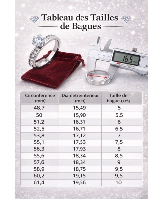 Bague Femme Acier Inoxydable Zircon 6mm Strass Luxe + Pochette Velours