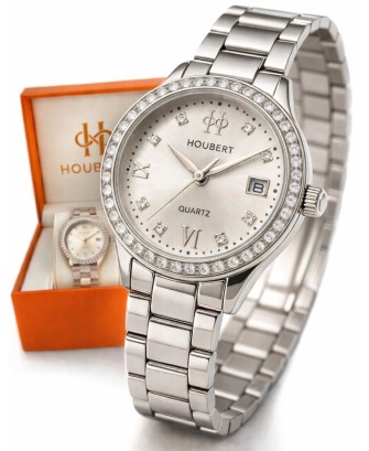 Montre Femme Quartz HOUBERT Marque Française  Design Élégant Argentée