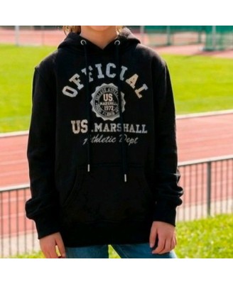 Sweat fille à capuche Official US Marshall noir  Hoodie enfant: 8, 10 et 12 ans