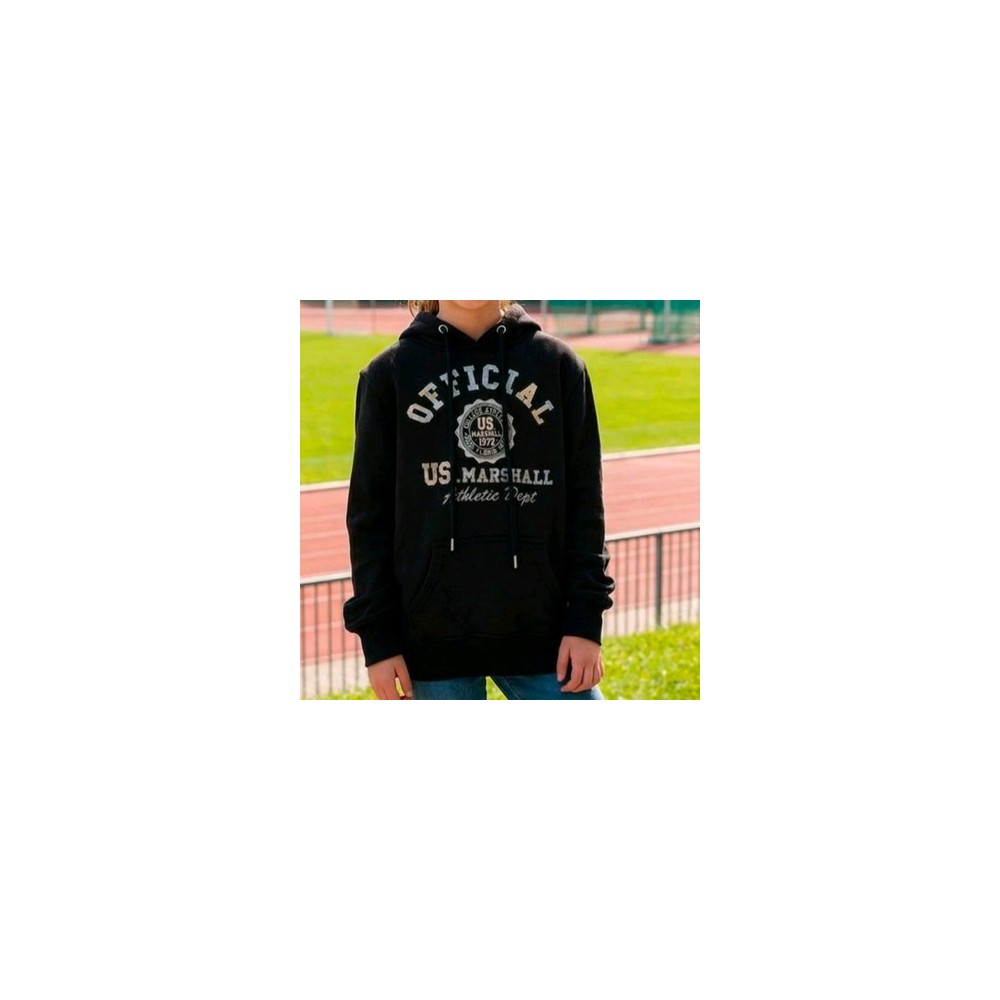 Sweat fille à capuche Official US Marshall noir  Hoodie enfant: 8, 10 et 12 ans