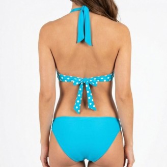 Maillot 2 Pièces Femme Push-up amovible avec armature  à pois Turquois