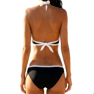 Maillot de Bain Femme Bikini Bonnets sans Armature avec Mousse Noir