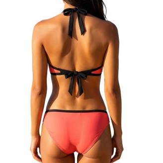 Maillot de Bain Femme Bikini Bonnets sans Armature avec Mousse Corail