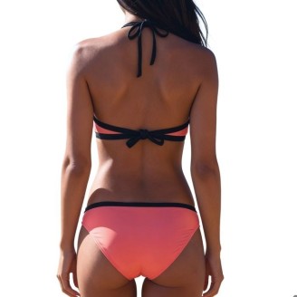 Maillot de Bain Femme Bikini Bonnets sans Armature avec Mousse Saumon