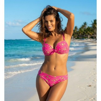 Bikini Femme Push-Up avec armatures ,Noeud Floral, Fuchsia