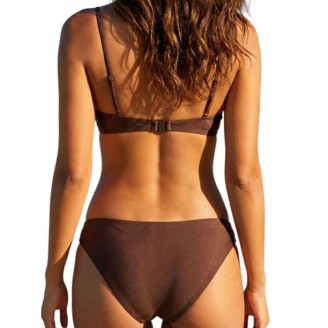 Maillot bain femme bandeau marron chocolat avec mousse amovible