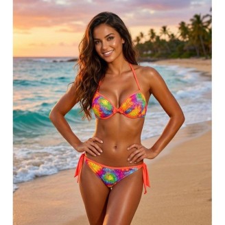 Maillot de Bain Femme 2  pièces Bikini Coloré, avec Armature .